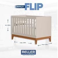 Berço Americano Flip Areia Acetinado Com Colchão Ortobom - Reller - 6