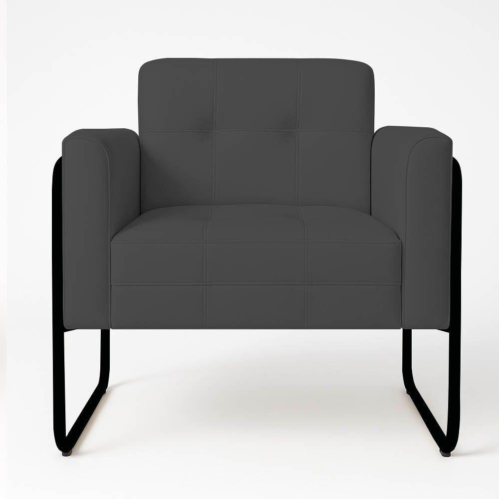 Poltrona Sala Industrial Alta Tubo Preto Kit 2 Elisa Sintético D03 - D'rossi Cor Grafite - 5