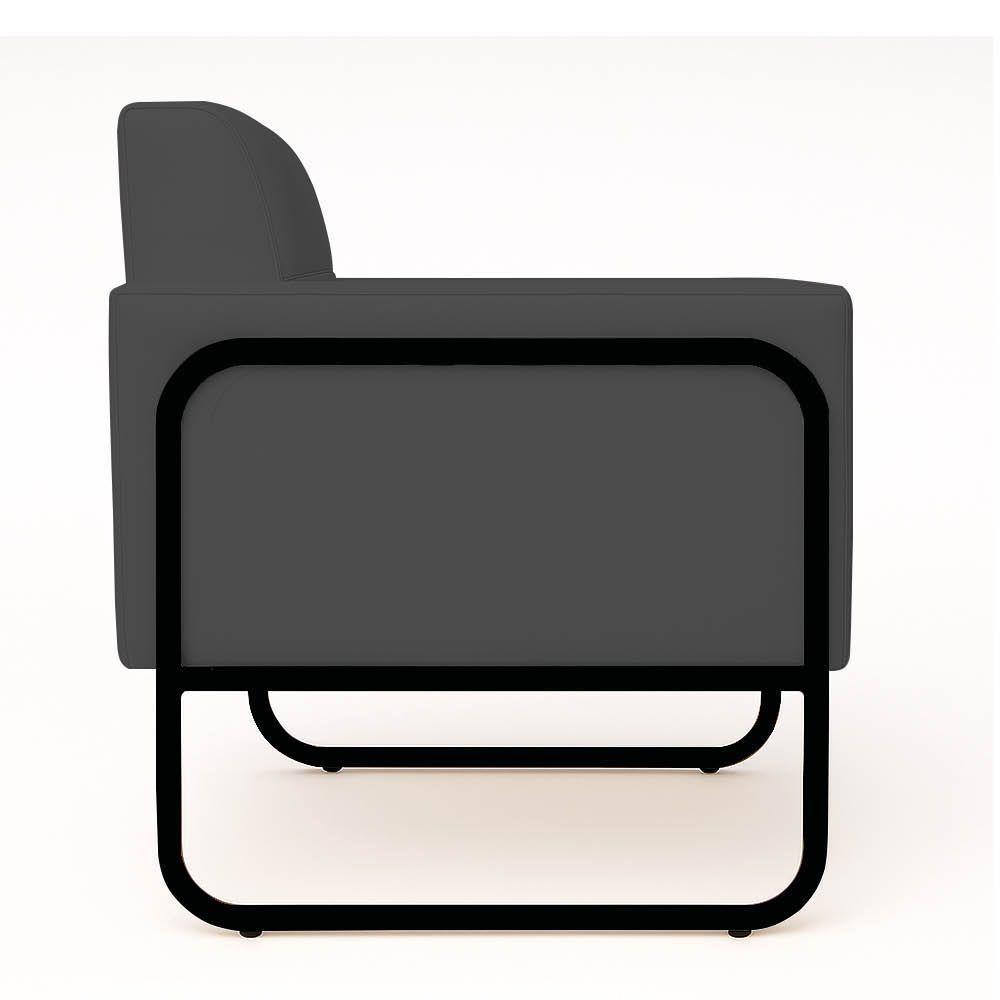 Poltrona Sala Industrial Alta Tubo Preto Kit 2 Elisa Sintético D03 - D'rossi Cor Grafite - 7