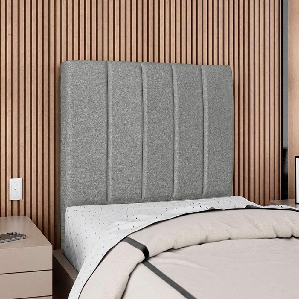 Cabeceira Solteiro 100 Cm Com Frame Dalia Linho Cinza Escuro Artte Cinza Escuro - 2