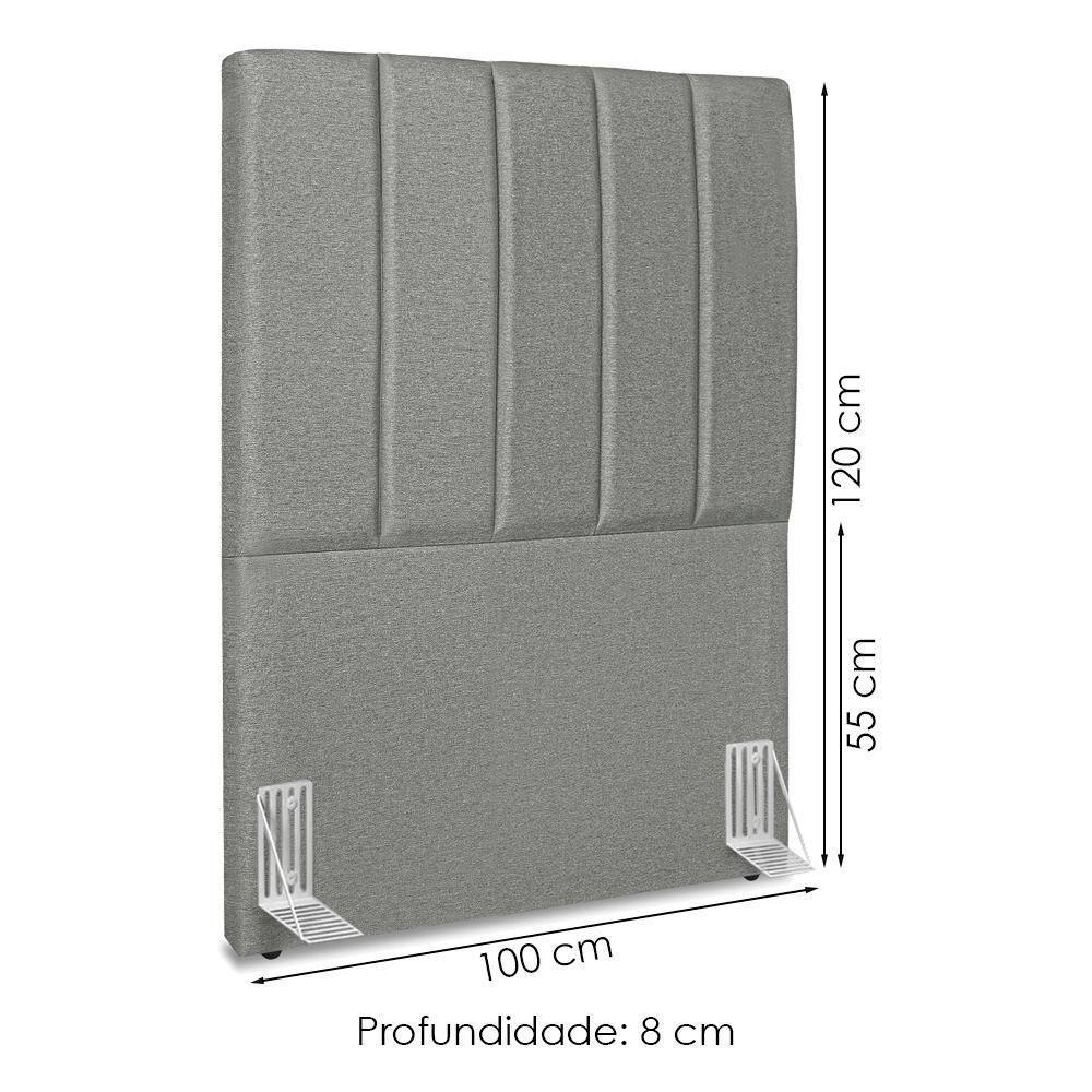 Cabeceira Solteiro 100 Cm Com Frame Dalia Linho Cinza Escuro Artte Cinza Escuro - 3