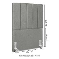 Cabeceira Solteiro 100 Cm Com Frame Dalia Linho Cinza Escuro Artte Cinza Escuro - 3