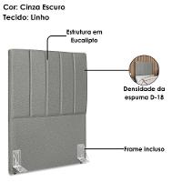 Cabeceira Solteiro 100 Cm Com Frame Dalia Linho Cinza Escuro Artte Cinza Escuro