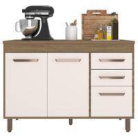 Balcão De Cozinha 3 Portas 2 Gavetas 120cm Flex Com Tampo Carvalho Oak Off White - Poliman - 1