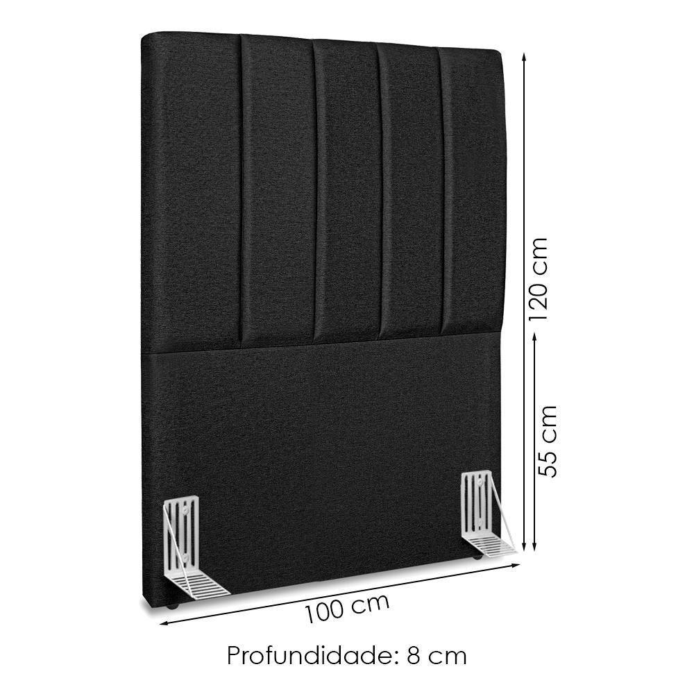Cabeceira Solteiro 100 Cm Com Frame Dalia Linho Preto Artte Preto - 3