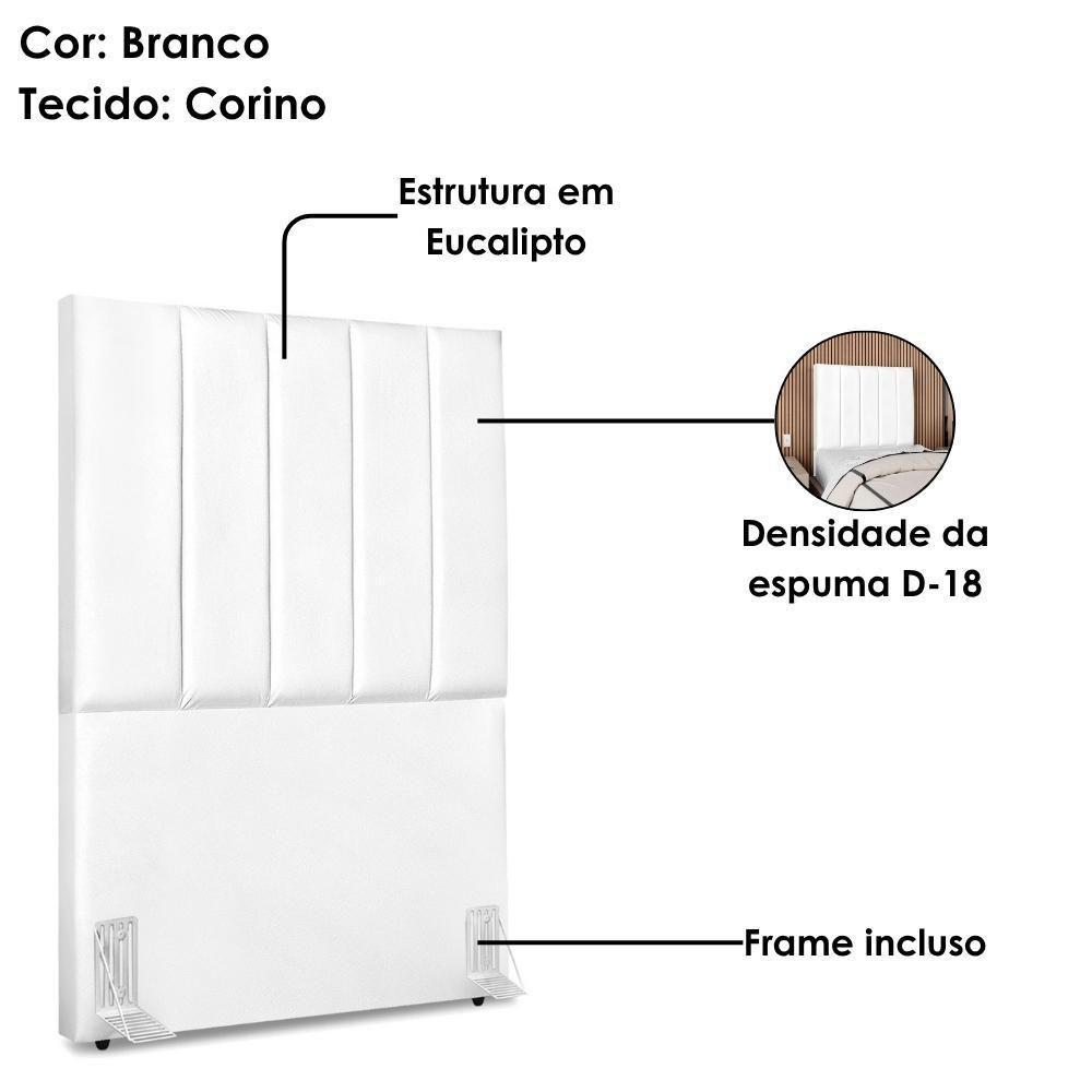 Cabeceira Solteiro 100 Cm Com Frame Dalia Corino Branco Artte Branco - 4