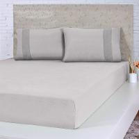 Lençol Solteiro Bella Cama Malha 100% Algodão 88x188x30cm Cinza - 1