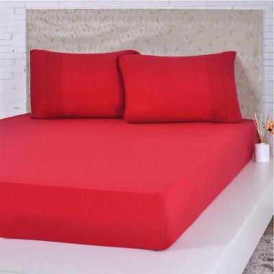 Lençol Solteiro Bella Cama Malha 100% Algodão 88x188x30cm Vermelho