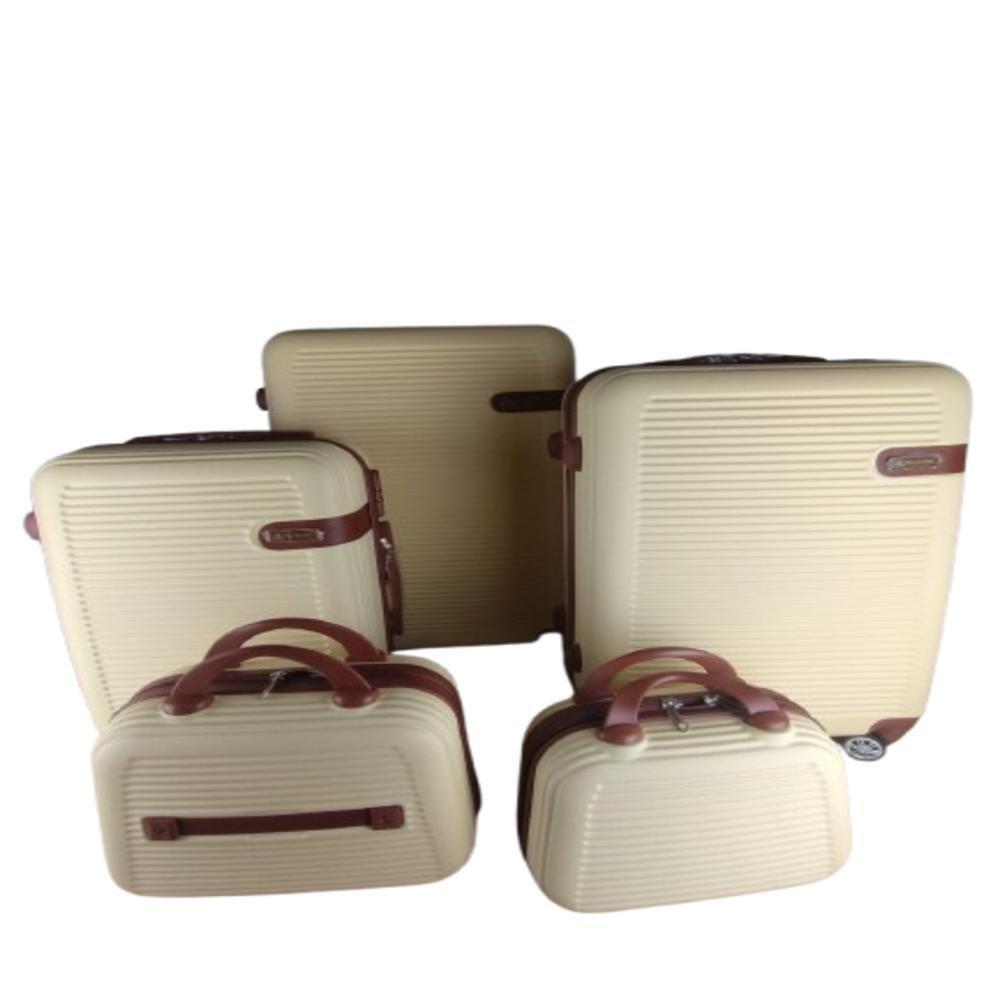 Conjunto Mala Viagem Em Abs E Frasqueira 5 Peças Kit Branco Navajo - 5
