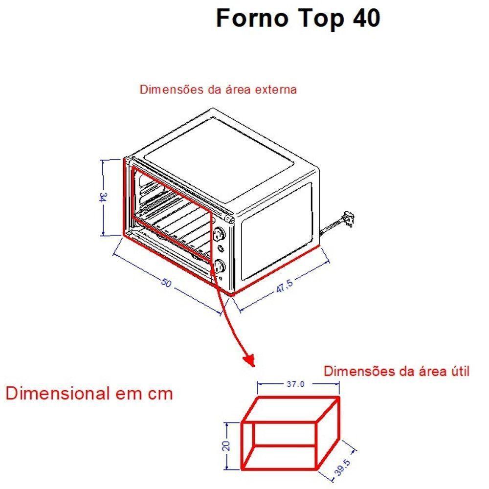 Forno Elétrico De Bancada 40 Litros Nardelli Top 40 Black Preto 110V - 3