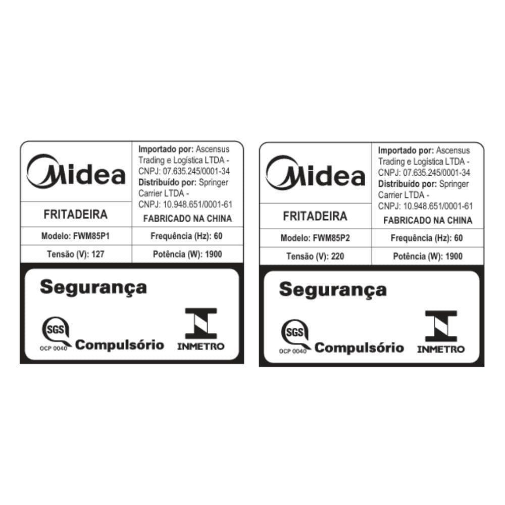 Fritadeira Air Fryer Midea Wide Max Cyclone Preto 8,5L 110V FWM85P1 - 6