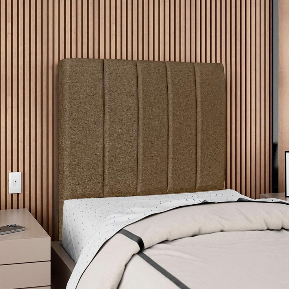 Cabeceira Solteiro 100 Cm Com Frame Dalia Linho Marrom Artte Marrom - 5