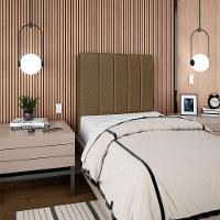 Cabeceira Solteiro 100 Cm Com Frame Dalia Linho Marrom Artte Marrom