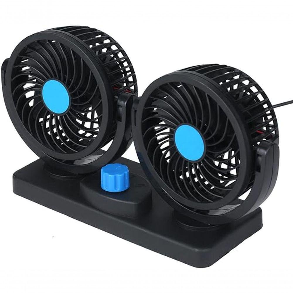 Ventilador Automotivo Mini Portátil 12v Giratório Cabeça Dup - 1