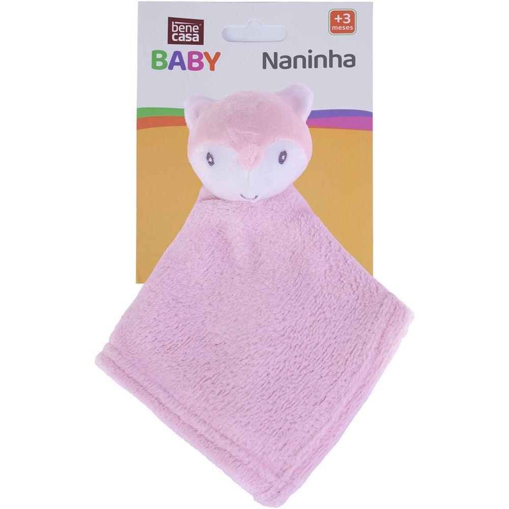Naninha Para Meninas Coral Fleece 100% Poliéster 27x27cm Raposa Rosa - 2