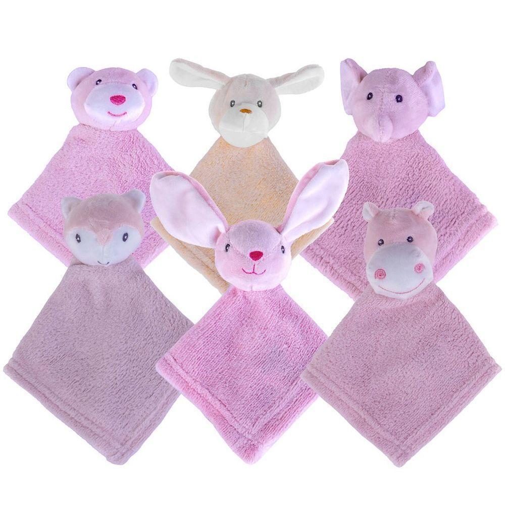 Naninha Para Meninas Coral Fleece 100% Poliéster 27x27cm Raposa Rosa - 3