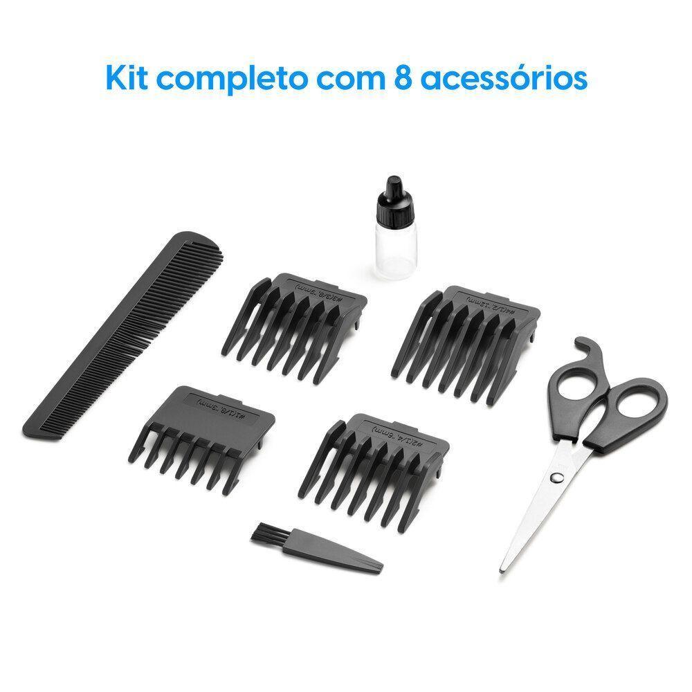 Máquina De Cortar Cabelo Studio Men - 2 Em 1 Cabelo E Barba Lâminas Em Aço Inox Acessórios 220V - 6