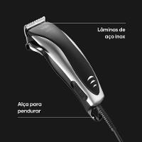 Máquina De Cortar Cabelo Studio Men - 2 Em 1 Cabelo E Barba Lâminas Em Aço Inox Acessórios 220V - 5