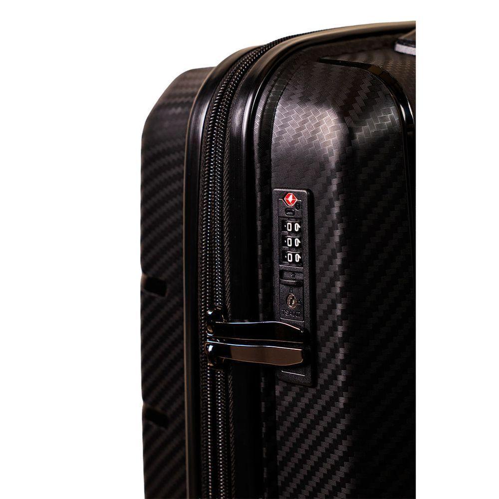 Mala Pequena De Bordo Navegat Expansível Preta Rodas Duplas Cadeado Tsa Polipropileno - 5