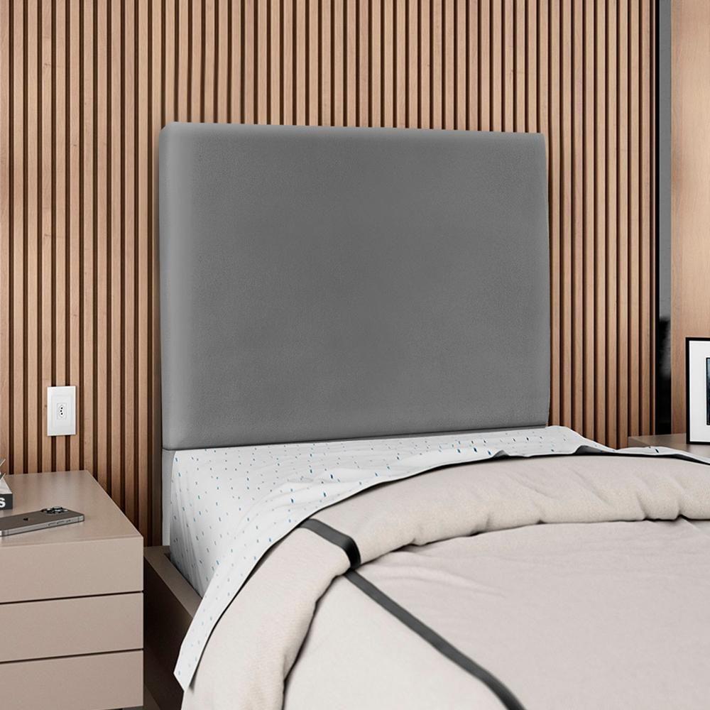 Cabeceira Solteiro 90 Cm Com Frame Luna Corino Cinza Artte Cinza - 2