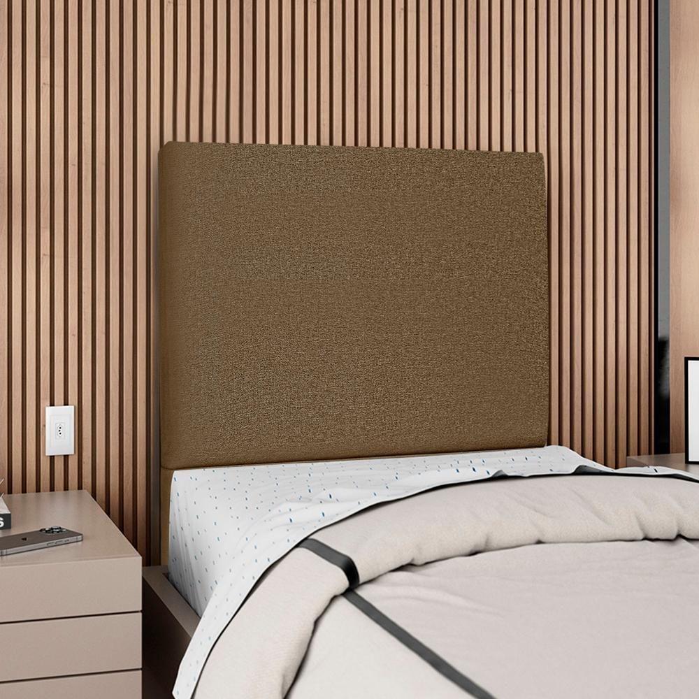 Cabeceira Solteiro 90 Cm Com Frame Luna Linho Marrom Artte Marrom - 2