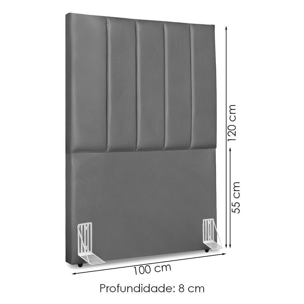 Cabeceira Solteiro 100 Cm Com Frame Dalia Corino Cinza Artte Cinza - 4