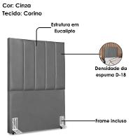 Cabeceira Solteiro 100 Cm Com Frame Dalia Corino Cinza Artte Cinza - 5