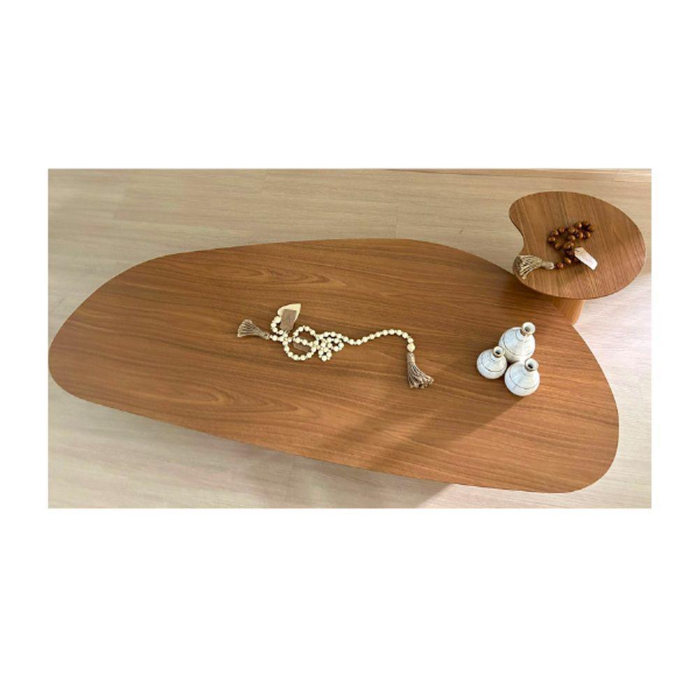 Kit Mesa De Centro Trendy Organica Duo 170x70cm Mais Lateral Organica 41cm Em Freijo - 3