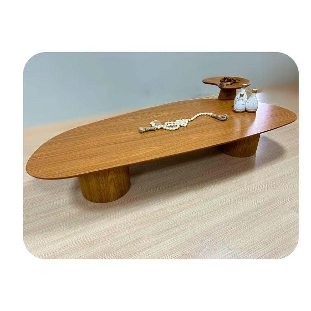 Kit Mesa De Centro Trendy Organica Duo 170x70cm Mais Lateral Organica 41cm Em Freijo - 4