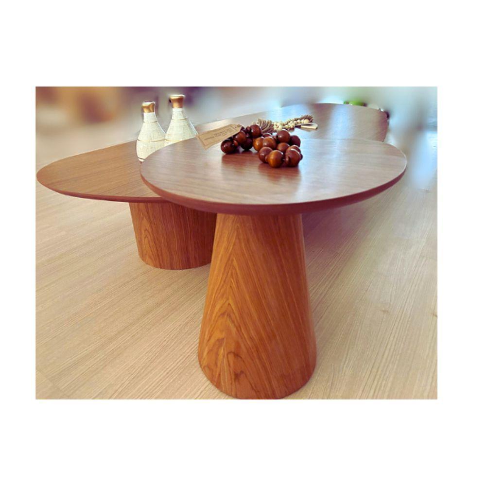 Kit Mesa De Centro Trendy Organica Duo 170x70cm Mais Lateral Organica 41cm Em Freijo - 5