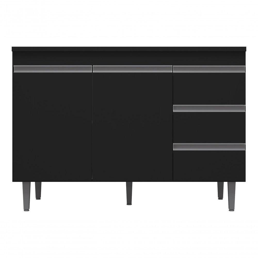 Balcão Gabinete Multiuso Andreia 160cm Cor Preto - 1
