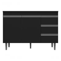 Balcão Gabinete Multiuso Andreia 160cm Cor Preto - 1