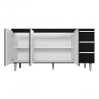 Balcão Gabinete Multiuso Andreia 160cm Cor Preto - 3