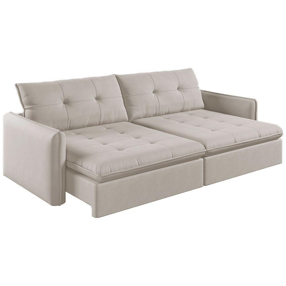 Sofá Retrátil E Reclinável Lavanda 2,60m Linho Cor Cru 2320 - 1