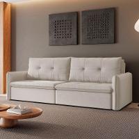 Sofá Retrátil E Reclinável Lavanda 2,60m Linho Cor Cru 2320 - 2