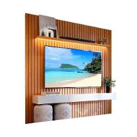 Rack Com Painel Para Sala Ripado Cleann 2.2 Naturale Com Off White - Moveisaqui - 1