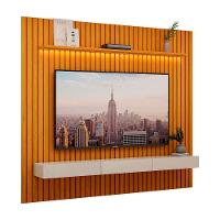Rack Com Painel Para Sala Ripado Cleann 2.2 Naturale Com Off White - Moveisaqui - 2