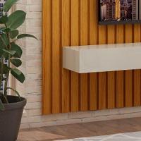 Rack Com Painel Para Sala Ripado Cleann 2.2 Naturale Com Off White - Moveisaqui