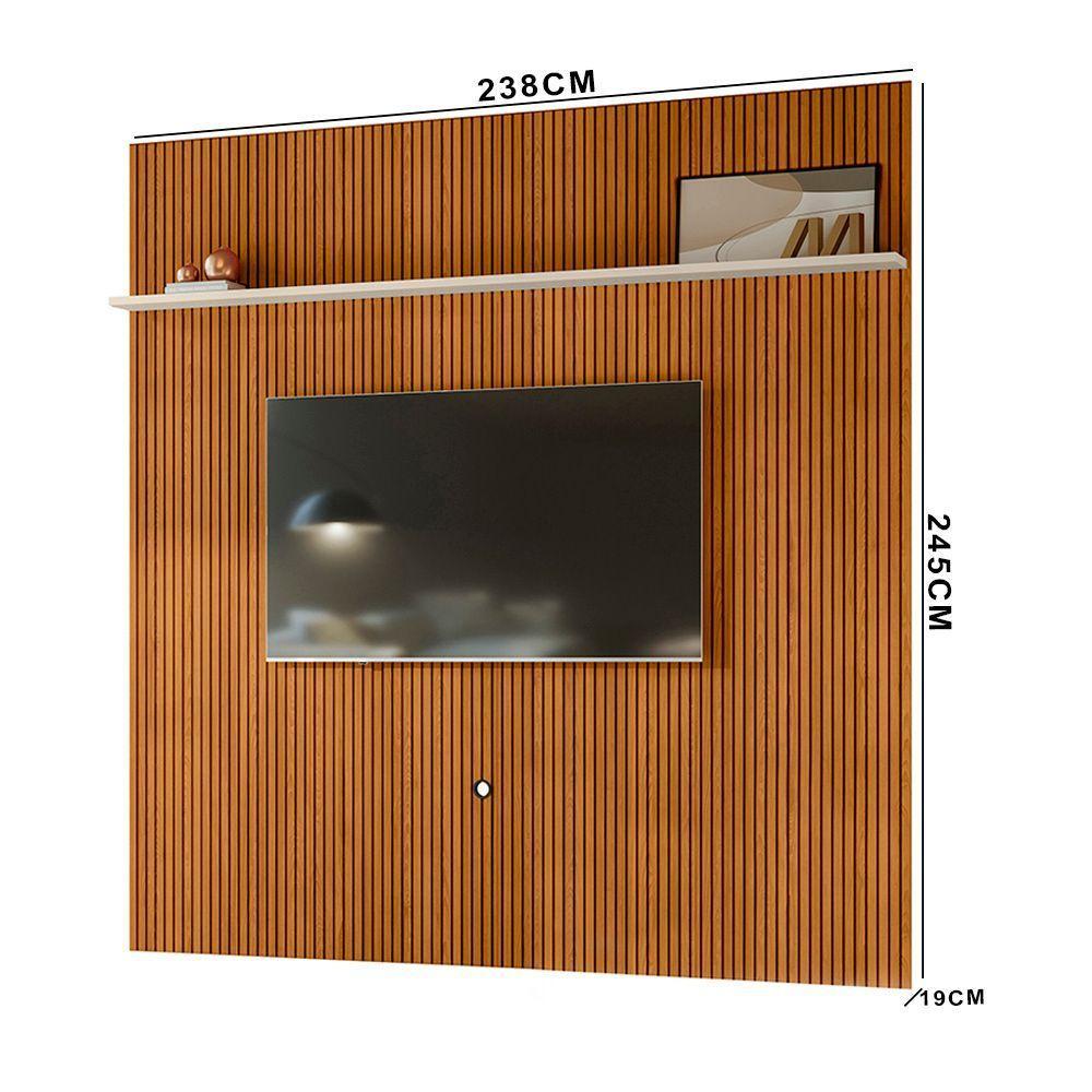 Painel Tv 75 Pol 238cm Ripado Para Sala Kalven M20 - D'rossi Cinamomo E Off White - 3