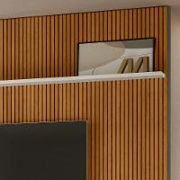 Painel Tv 75 Pol 238cm Ripado Para Sala Kalven M20 - D'rossi Cinamomo E Off White