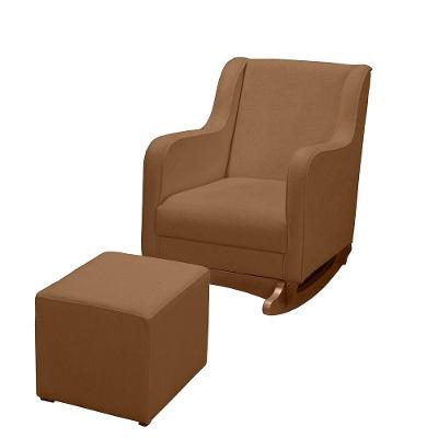 Poltrona Amamentação E Balanço áquila Plus - Boucle Ocre C/ Puff - Anjo De Casa