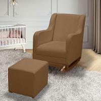 Poltrona Amamentação E Balanço áquila Plus - Boucle Ocre C/ Puff - Anjo De Casa - 5