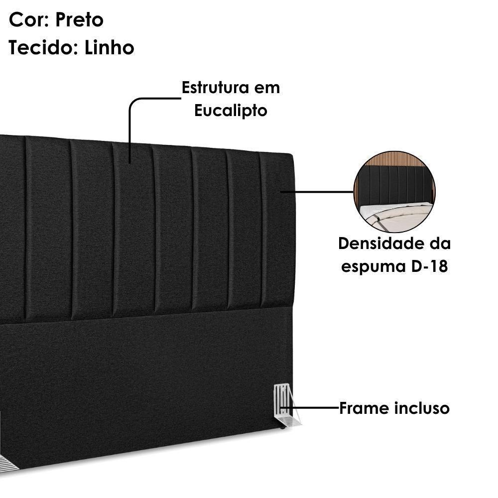 Cabeceira Queen 160 Cm Com Frame Dalia Linho Preto Artte Preto - 4
