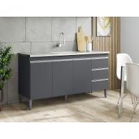 Balcão Gabinete Multiuso Andreia 160cm Cor Cinza-escuro - 2