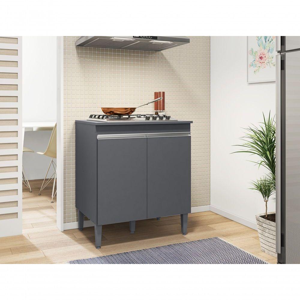 Balcão Gabinete Cooktop P/ Cozinha Andreia 4 Ou 5 Bocas Cor Cinza-escuro - 2