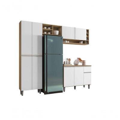 Cozinha Completa Modulada 230cm Com Balcão E Armário Aéreo Vanessa - Am/bc - Ajl Móveis
