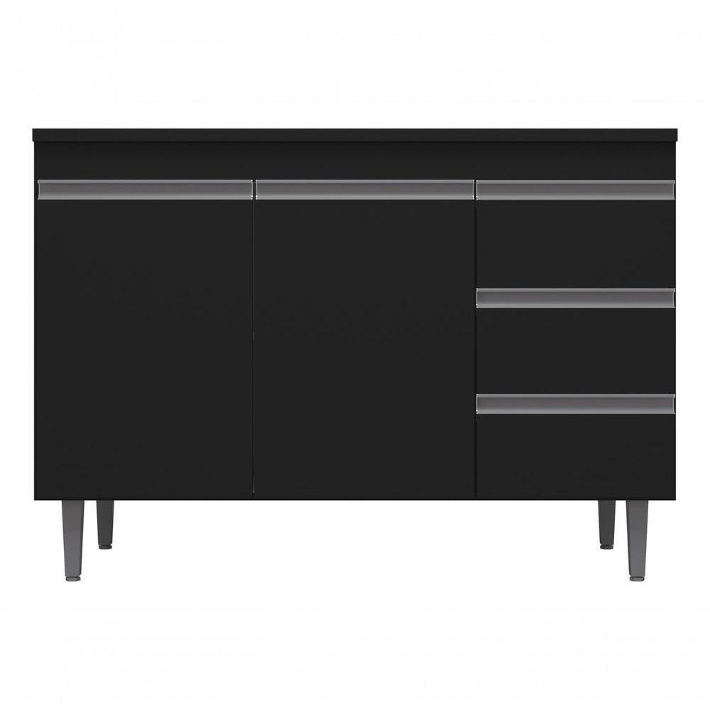 Balcão Andreia 100cm - Sem Tampo Cor Preto - 1