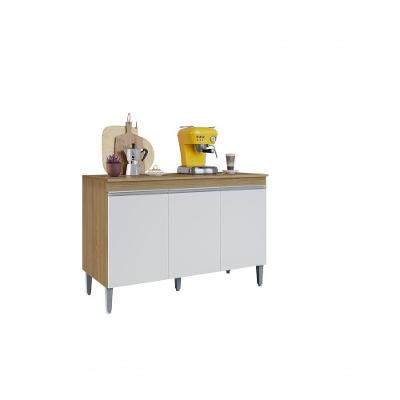 Armário Balcão Multiuso Manu 120cm 3 Portas S/tampo Am/bc - Ajl Móveis