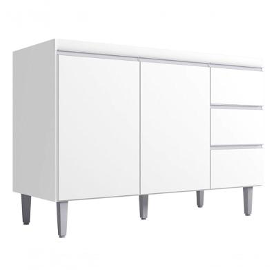 Balcão Gabinete P/pia Andreia S/tp 120cm Branco. Cor Branco