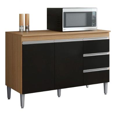 Gabinete Multiuso Andreia S/tampo 120cm Ajl Moveis Cor Amendoa C/preto